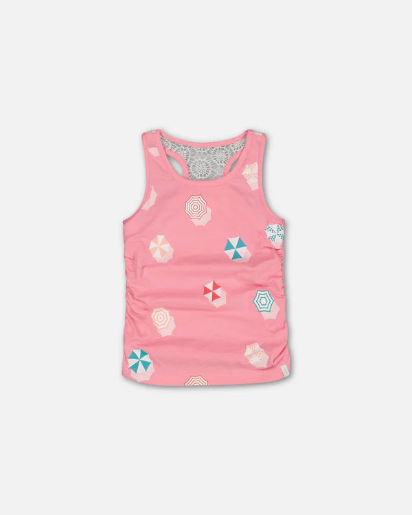 Organic Cotton Gathered Tank Top Bubble Gum Pink teal tank top