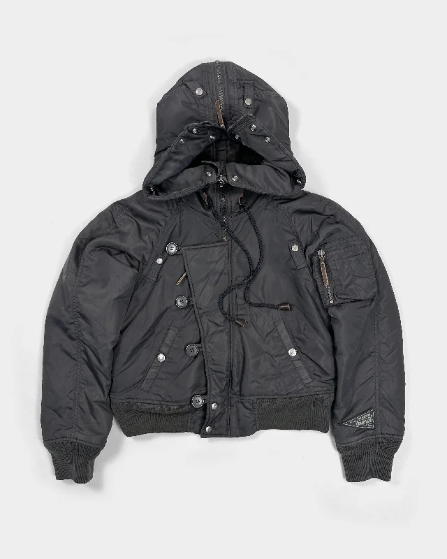 Diesel Wolf Grey Utility Cropped Jacket 1990's Collared Jacket Crew Neck Jacket Turtle Neck Jacket