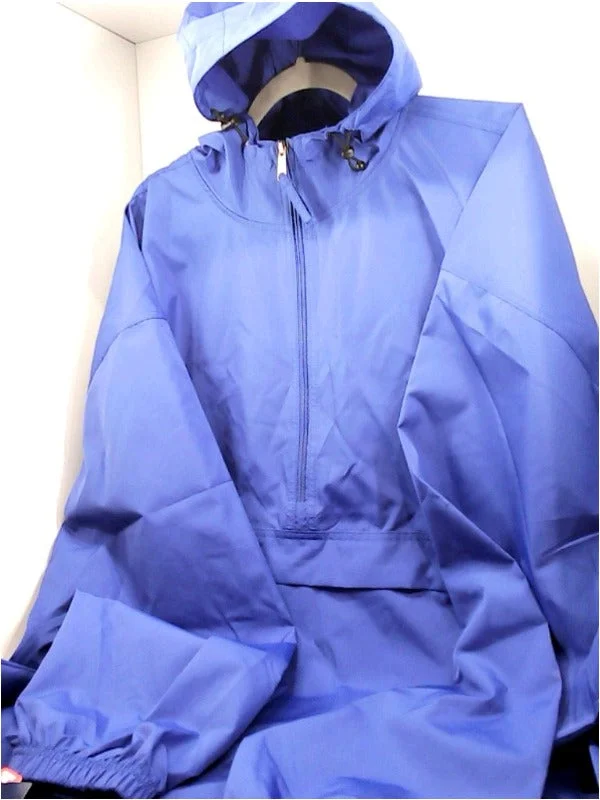 Champion Womens Rain Coat Regular Zipper Rain Jacket Size Medium Blue Chenille Fabric Brocade Fabric Lace Fabric