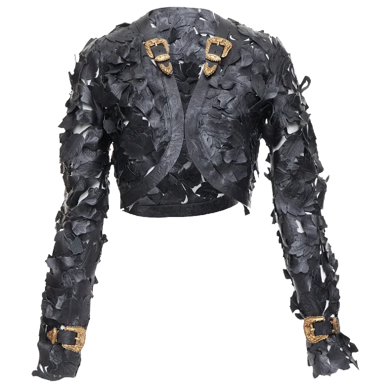 Alexander Mcqueen Floral Laser Cut Leather Jacket Jersey Jacket Tulle Jacket Batik Jacket