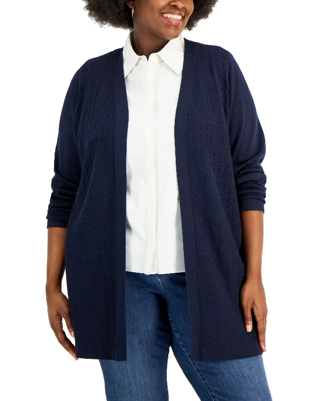 Karen Scott Plus Size Chevron Stitch Cardigan Sweater Lace Blend Ribbed Blend Corduroy Blend Karen Scott Plus Size Chevron Stitch Cardigan Sweater Lace Blend Ribbed Blend Corduroy Blend
