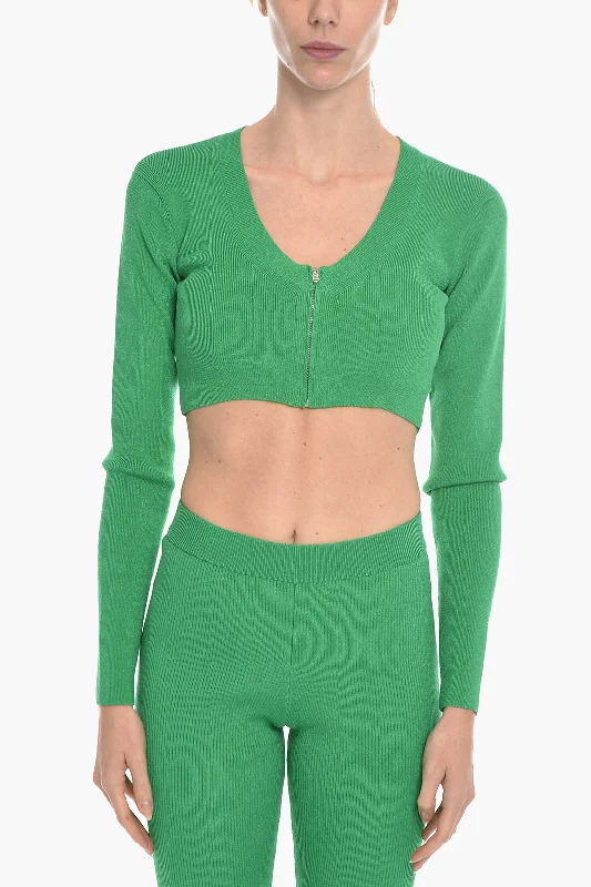 Birgitte Herskind VANESSA HONG Solid Color MISS Cropped Cardigan with Zip Clos Xs Standard size Casual Formal Business Birgitte Herskind VANESSA HONG Solid Color MISS Cropped Cardigan with Zip Clos Xs Standard size Casual Formal Business