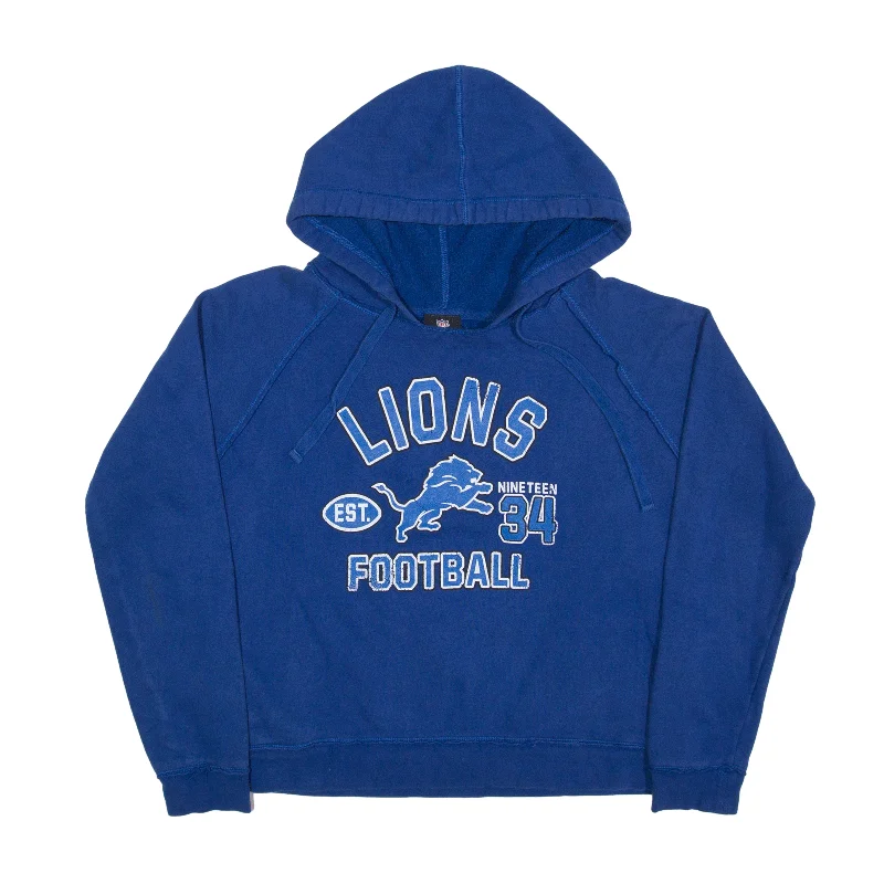 NFL Lions Football USA Hoodie Blue Pullover Womens S High Neck Pullover