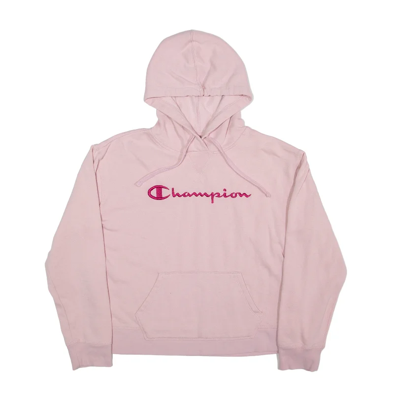 CHAMPION Hoodie Pink Pullover Womens L Boyleg Sleeve Pullover