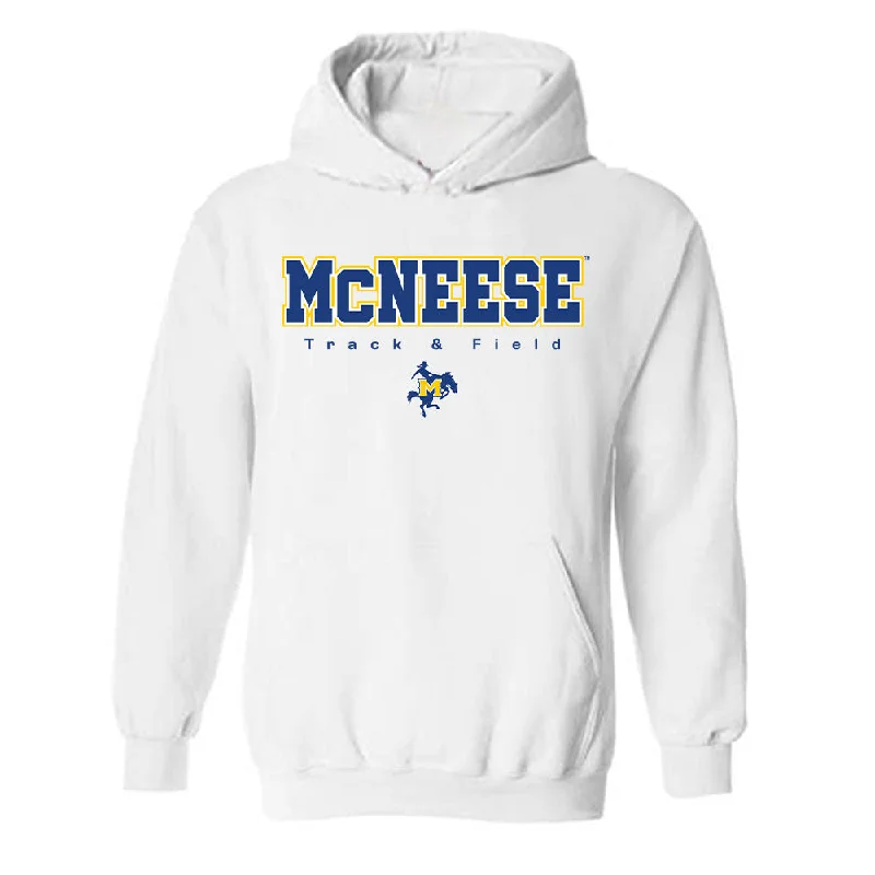 McNeese State - NCAA Women's Track & Field : Brianna Underwood - Classic Shersey Hooded Sweatshirt Hoodie with Lace Feminine Delicate