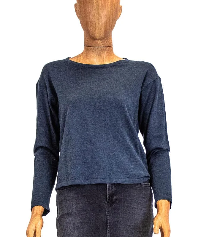 Navy Cashmere Pullover Sweater Long Sleeve Pullover