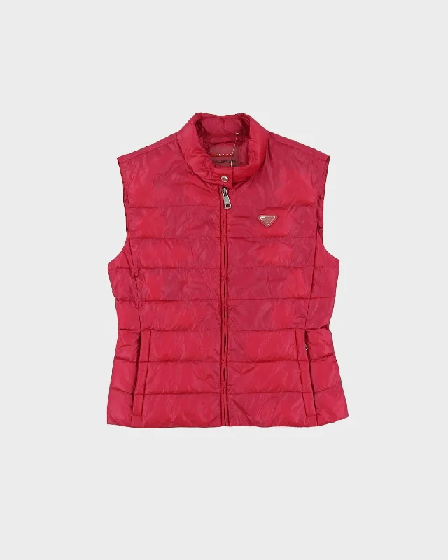 Vintage 90s Prada Pink Sleeveless Gilet Puffer Jacket - S Rayon Jacket Velvet Jacket Corduroy Jacket