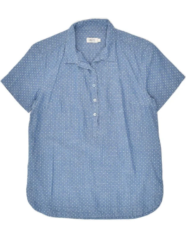 DACK'S Womens Short Sleeve Pullover Shirt UK 10 Small Blue Polka Dot Chenille Soft Sweater DACK'S Womens Short Sleeve Pullover Shirt UK 10 Small Blue Polka Dot Chenille Soft Sweater