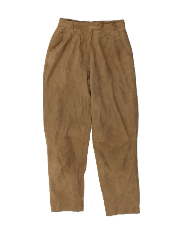 PANCALDI & B Womens Leather Tapered Trousers IT 42 W26 L29 Brown Leather Trousers cozy comfortable
