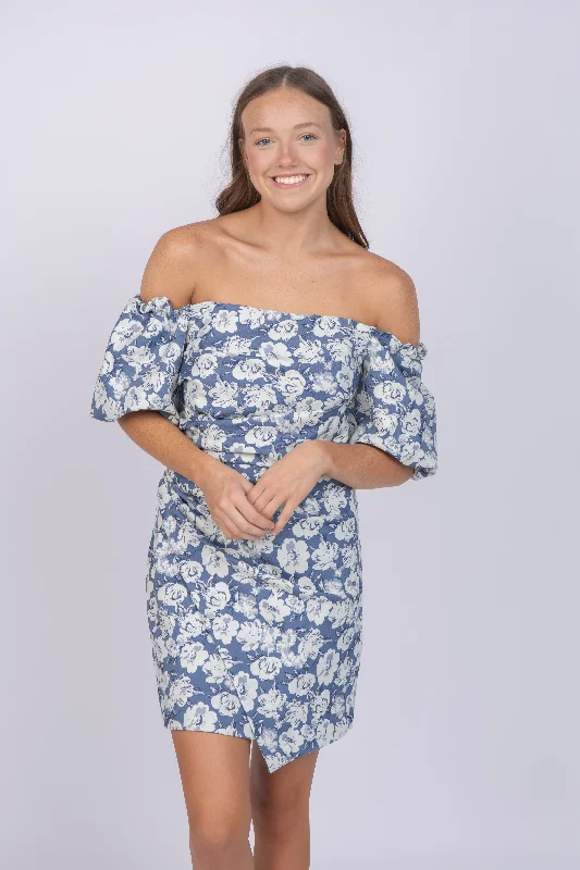Shoshanna Penna Dress in Deep Blue/Ivory