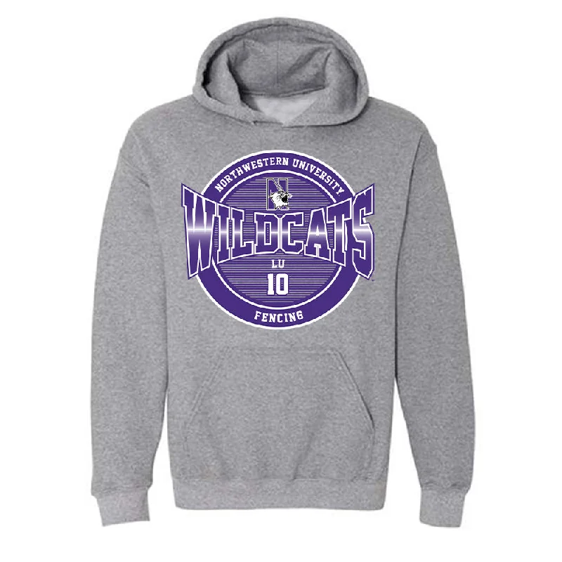 Northwestern - NCAA Women's Fencing : Amy Lu - Classic Fashion Shersey Hooded Sweatshirt Hoodie with Button Placket Classic Preppy Northwestern - NCAA Women's Fencing : Amy Lu - Classic Fashion Shersey Hooded Sweatshirt Hoodie with Button Placket Classic Preppy