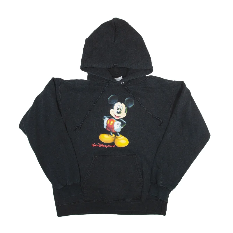 DISNEY Mickey Mouse Hoodie Black Pullover Womens S Lapel Neck Sweater