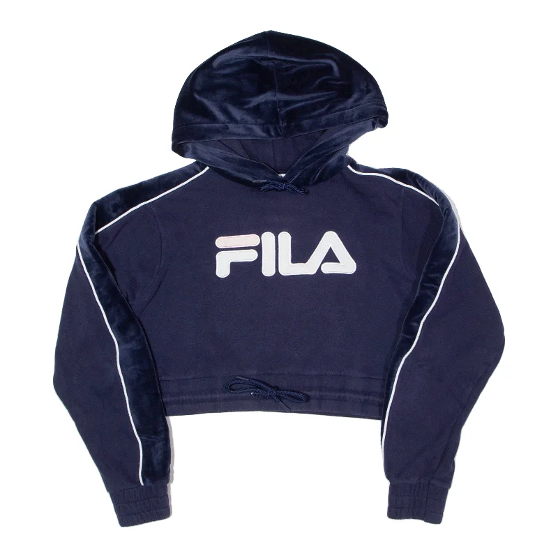 FILA Cropped Hoodie Blue Pullover Womens S Crew Neck Wool