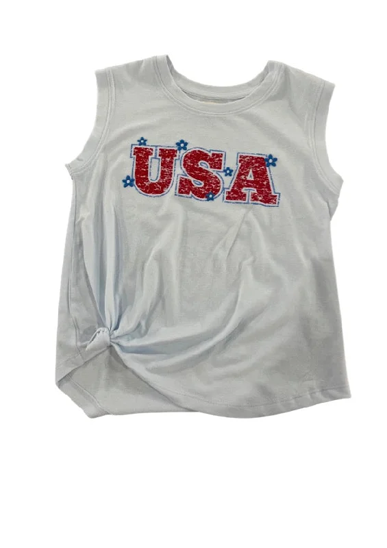 I love the USA Tween Graphic Tank turquoise tank top