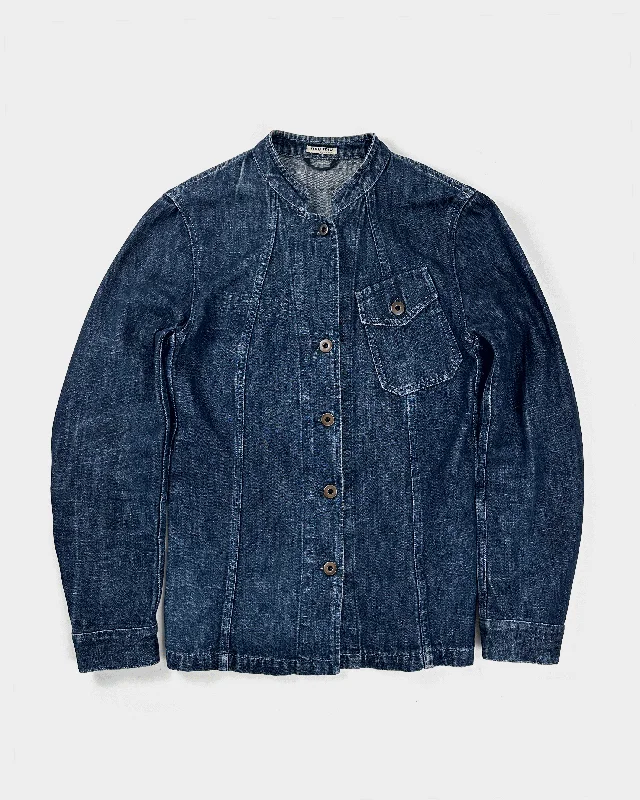 Miu Miu "Fiammato" Raw Denim Jacket 1990's Welt Pockets Slit Pockets Flap Pockets