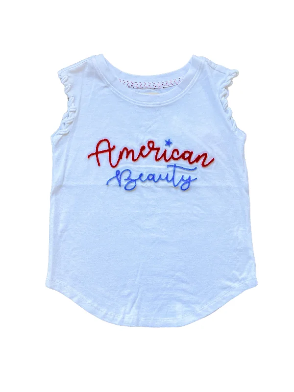 American Beauty 3d Puff Embroidery Tween Tank coral tank top