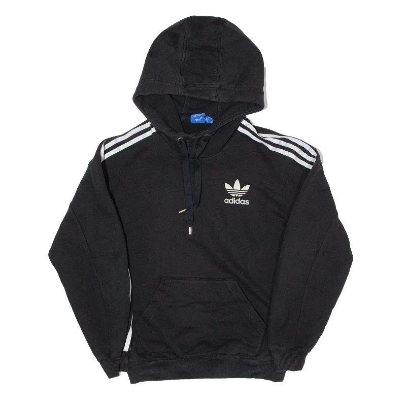 ADIDAS Relaxed Fit Hoodie Black Pullover Womens UK 6 Solo Sleeve Pullover