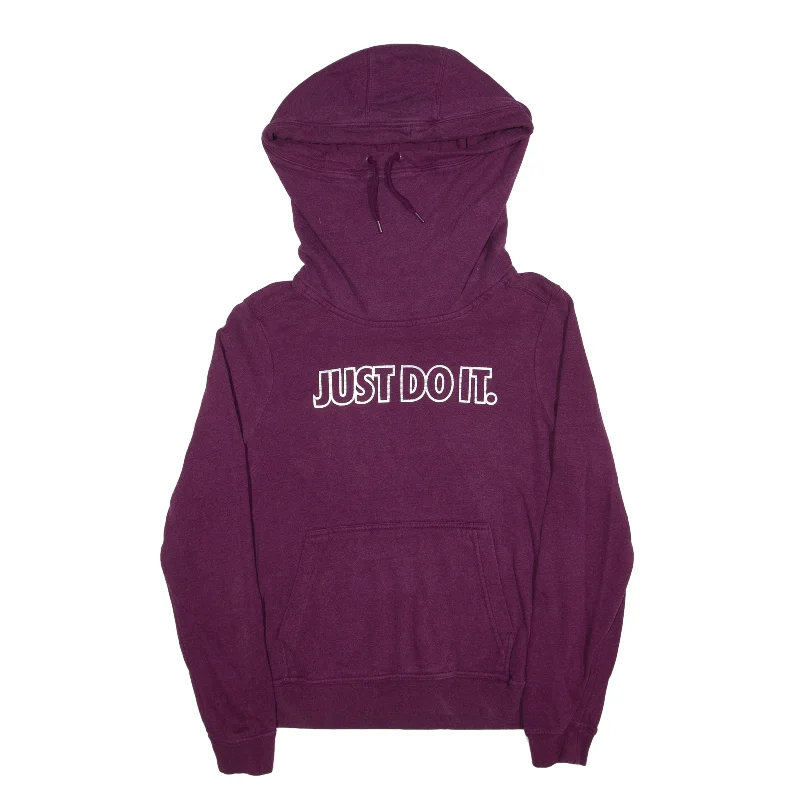 NIKE Just Do It Hoodie Purple Pullover Womens S Button Front Sweater