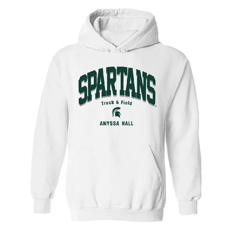 Michigan State - NCAA Women's Track & Field : Anyssa Hall - Classic Fashion Shersey Hooded Sweatshirt Hoodie with Color Block Contrast Stylish