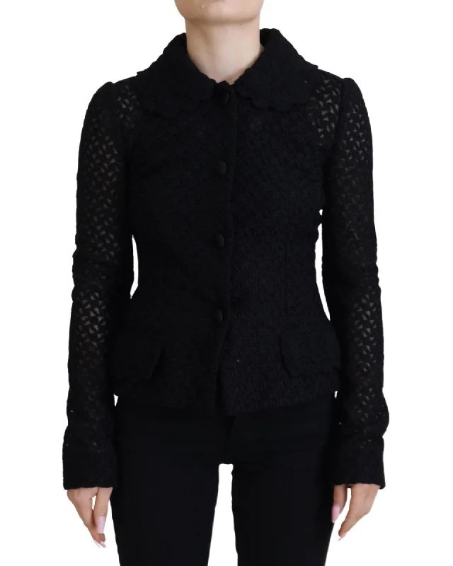 Dolce & Gabbana Wool Knitted Button Down Collar Jacket Jersey Jacket Tulle Jacket Batik Jacket