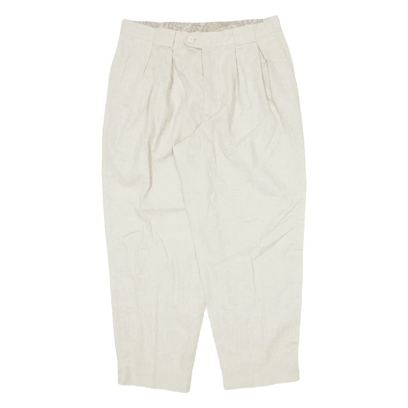 Linen Blend Trousers Cream Relaxed Tapered Womens W31 L28 Trousers Running Lightweight Linen Blend Trousers Cream Relaxed Tapered Womens W31 L28 Trousers Running Lightweight