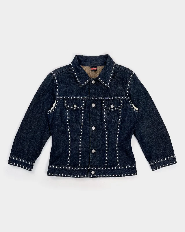 Diesel Metallic Heavy Denim Trucker Jacket 1990's Striped Jacket Polka Dot Jacket Floral Jacket