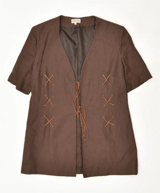 LYBIDO Womens Cardigan Top IT 50 XL Brown Vintage Open Front Closed Front Wrap Front LYBIDO Womens Cardigan Top IT 50 XL Brown Vintage Open Front Closed Front Wrap Front