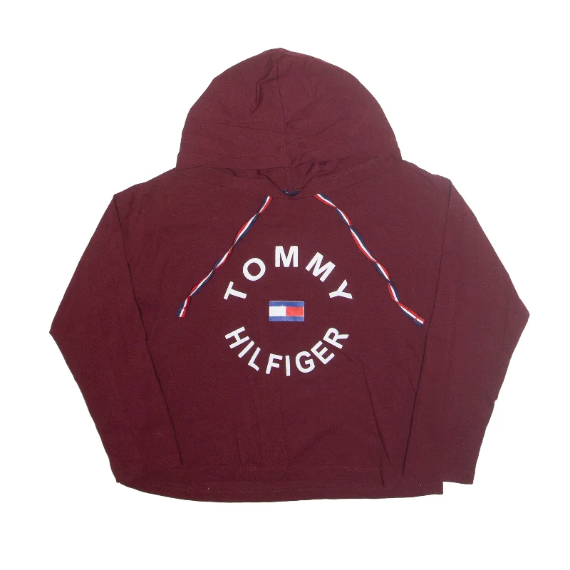 TOMMY HILFIGER Hoodie Maroon Pullover Girls L Box Sleeve Comfort