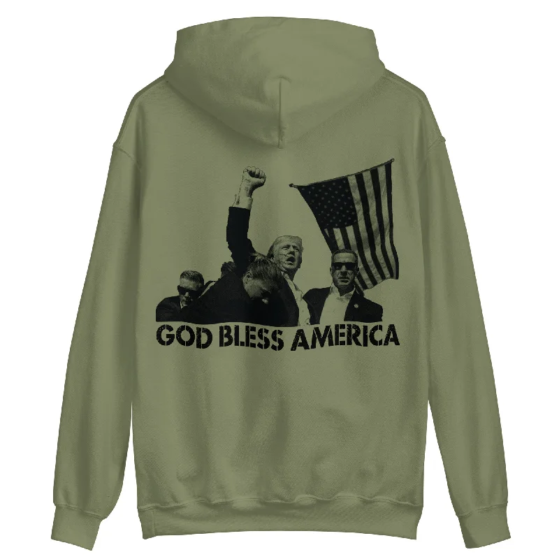 Trump God Bless America Hoodie Hoodie with Tie-Dye Psychedelic Retro