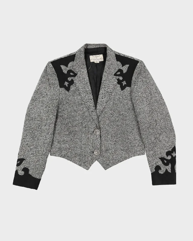 Longhorn 1990s Western Style Cropped Jacket - M Front Pockets Side Pockets Patch Pockets