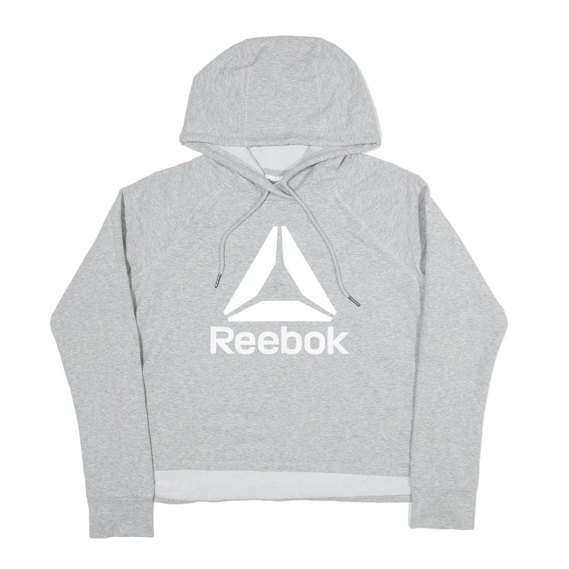 REEBOK Hoodie Grey Pullover Womens M Bateau Neck Pullover