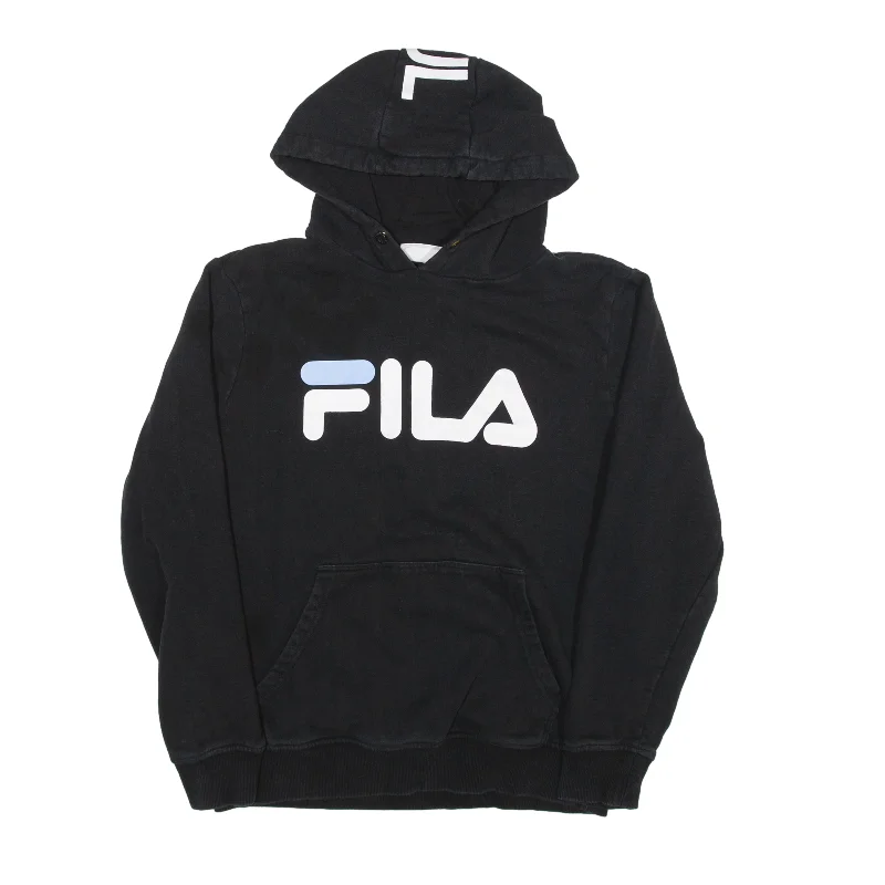 FILA Hoodie Black Pullover Womens S Angora Wool Cozy