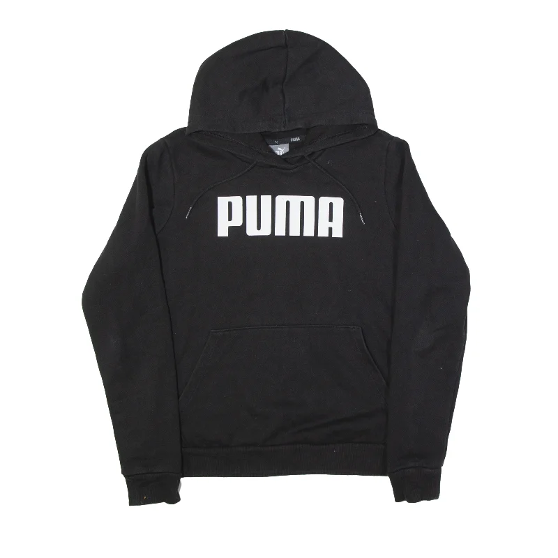 PUMA Hoodie Black Pullover Womens UK 12 Saggy Sleeve Comfort
