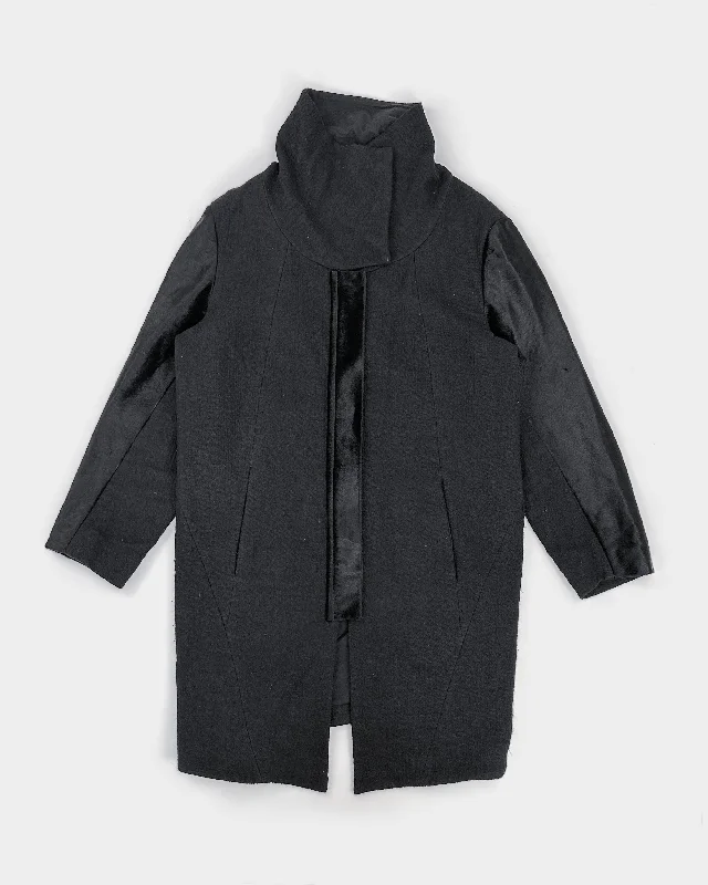 Helmut Lang Calf Fur Black Jacket 2000's Faux Fur Fabric Real Fur Fabric Shearling Fabric