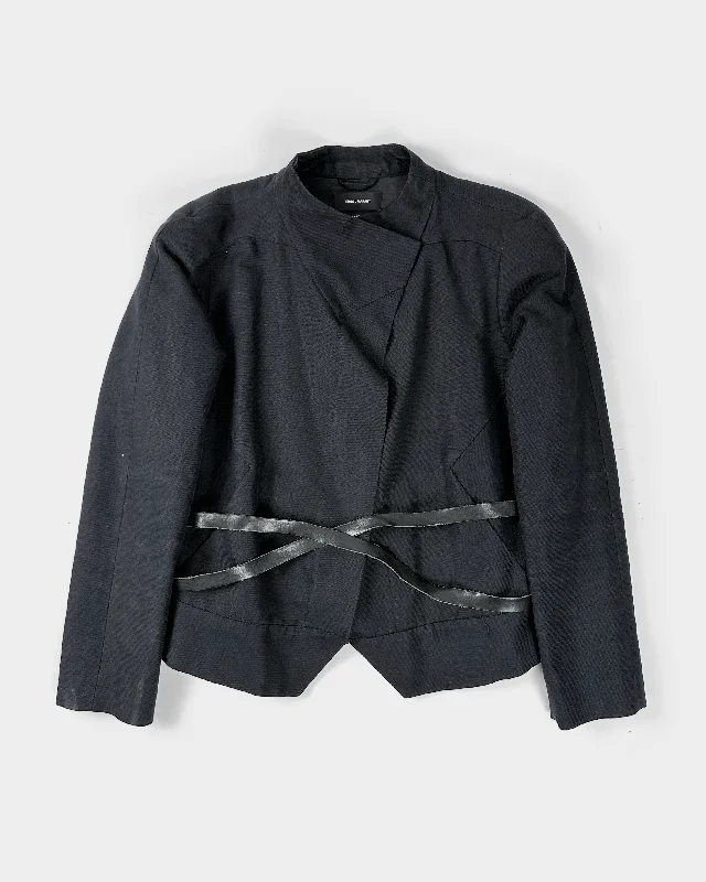 Isabel Marant Belted Black Linen Jacket S/S 2014 Herringbone Jacket Houndstooth Jacket Plaid Jacket