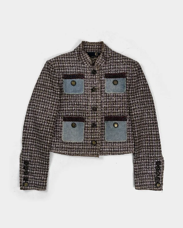 Roberto Cavalli Decorated Cropped Jacket 2000's Nylon Jacket Polyester Jacket Spandex Jacket