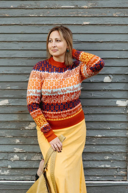 Jacquard Pullover Surplice Neck Pullover