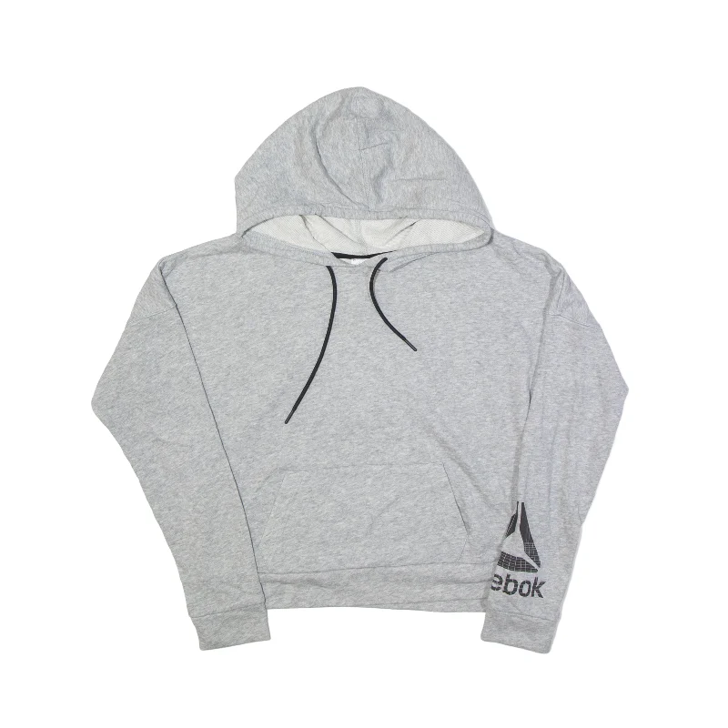 REEBOK Hoodie Grey Pullover Womens S Ruffle Sleeve Feminine