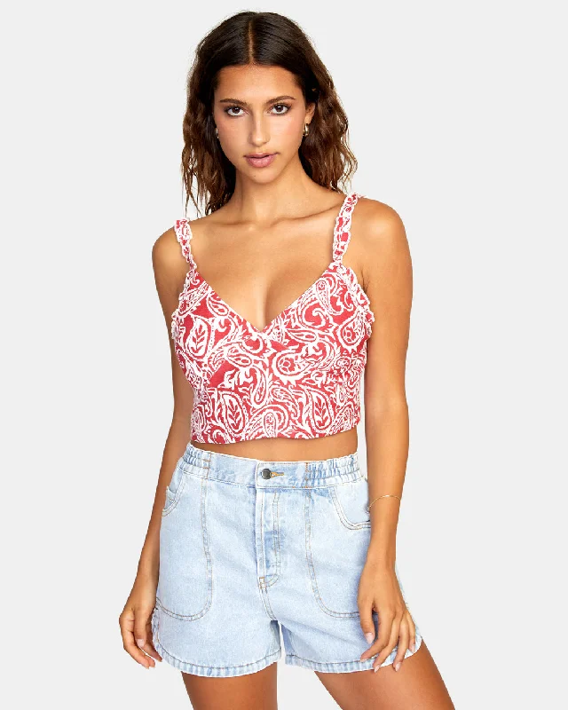 Sweetheart Cropped Tank Top - Red Earth mint tank top