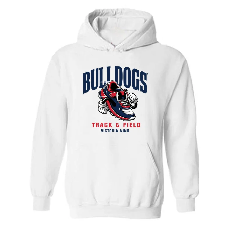 Fresno State - NCAA Women's Track & Field : Victoria Nino - Fashion Shersey Hooded Sweatshirt Hoodie with Typography Text Message