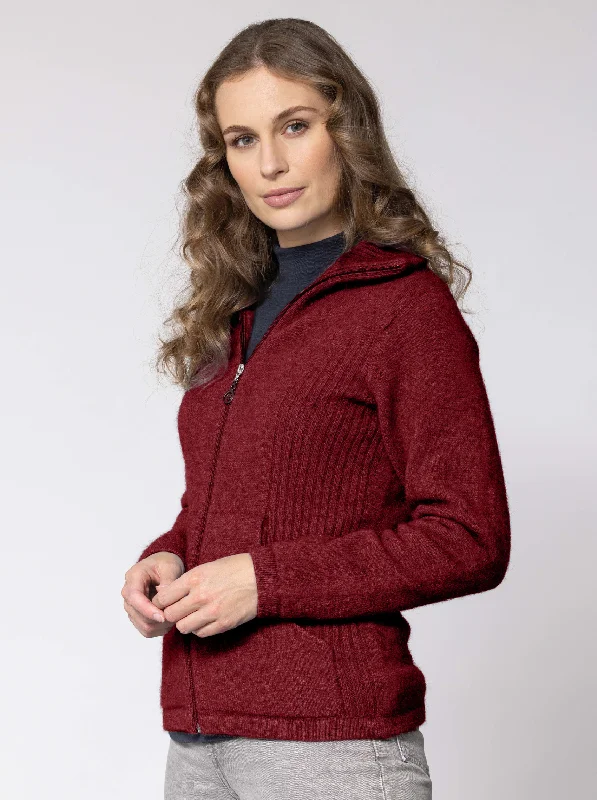 Market Day Jacket in Possum Merino - Sangria Boat Neck Shawl Collar Notched Collar