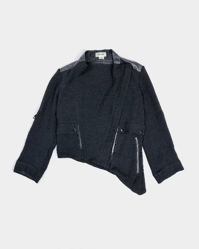 Helmut Lang Off Centered Zip Silk Jacket Made in USA 1990's Mesh Jacket Canvas Jacket Denim Jacket