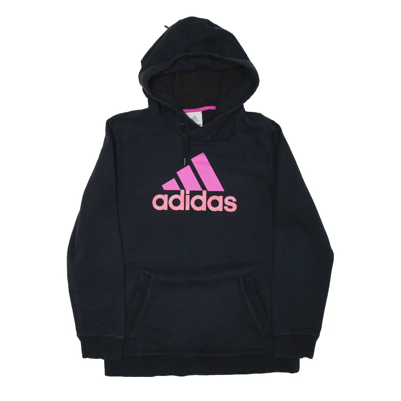 ADIDAS Hoodie Black Pullover Womens UK 4 Boat Neck Sweater