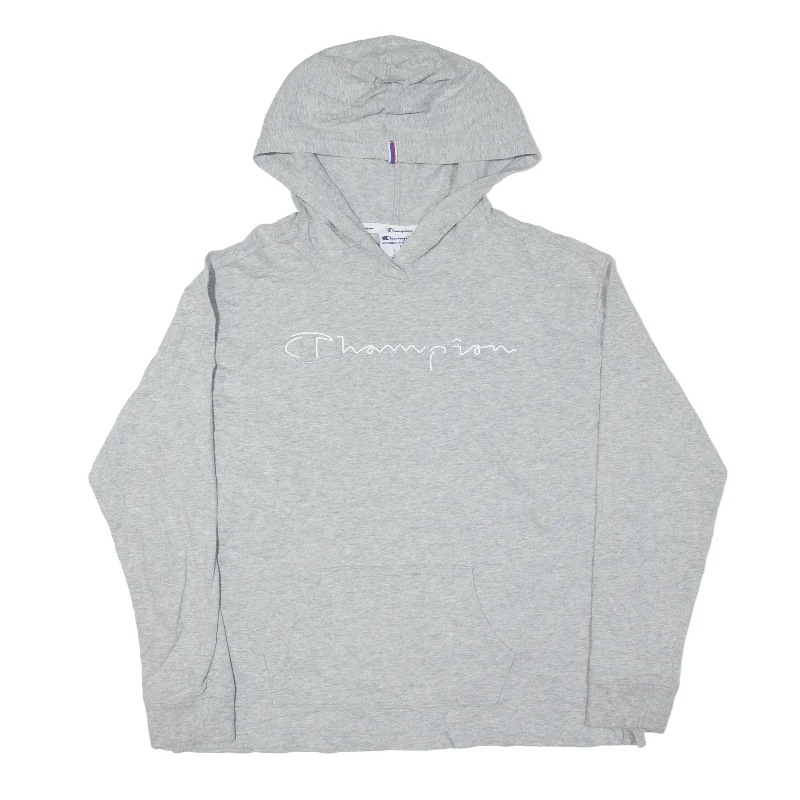 CHAMPION Lightweight Hoodie Grey Pullover Womens L Alpaca Blend Soft
