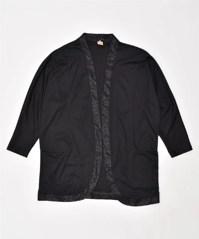 VINTAGE Womens Open Cardigan Sweater IT 42 Medium Black Polyester Slim Fit Regular Fit Oversized VINTAGE Womens Open Cardigan Sweater IT 42 Medium Black Polyester Slim Fit Regular Fit Oversized