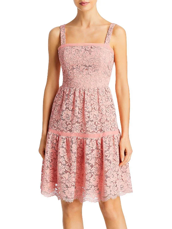 Womens Tiered Midi Fit & Flare Dress