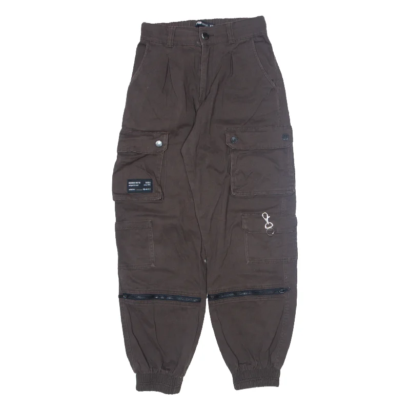 FB SISTER Cargo Jogger Trousers Brown Relaxed Tapered Womens W24 L26 Trousers Flared Retro FB SISTER Cargo Jogger Trousers Brown Relaxed Tapered Womens W24 L26 Trousers Flared Retro