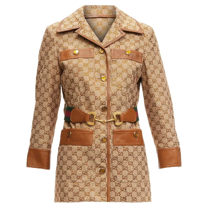 Gucci aria crystal embellished horsebit web belt gg canvas jacket Nylon Fabric Polyester Fabric Spandex Fabric