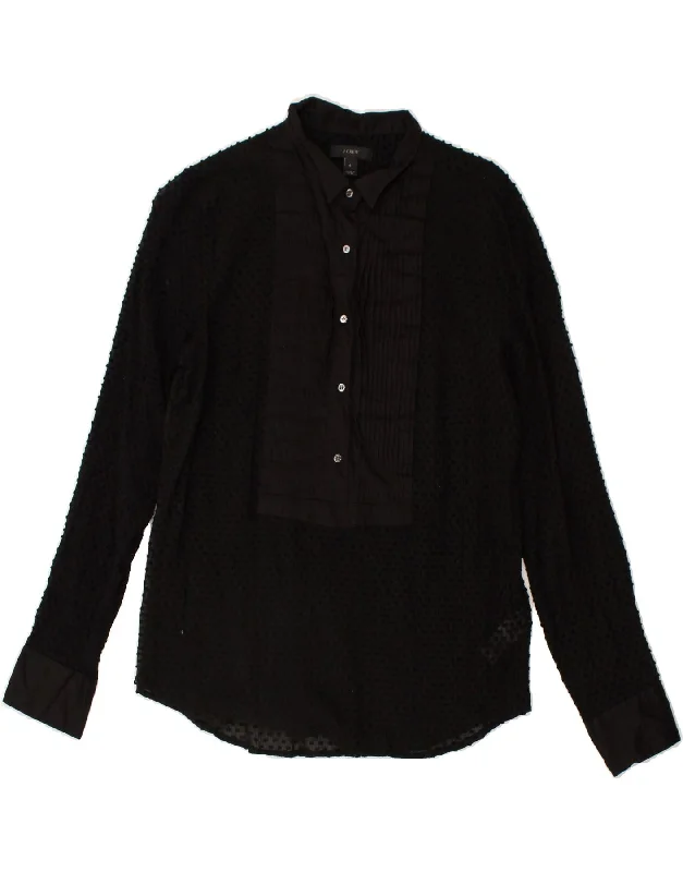 J. CREW Womens Pullover Shirt US 6 Medium Black Cotton Cashmere Luxurious Pullover