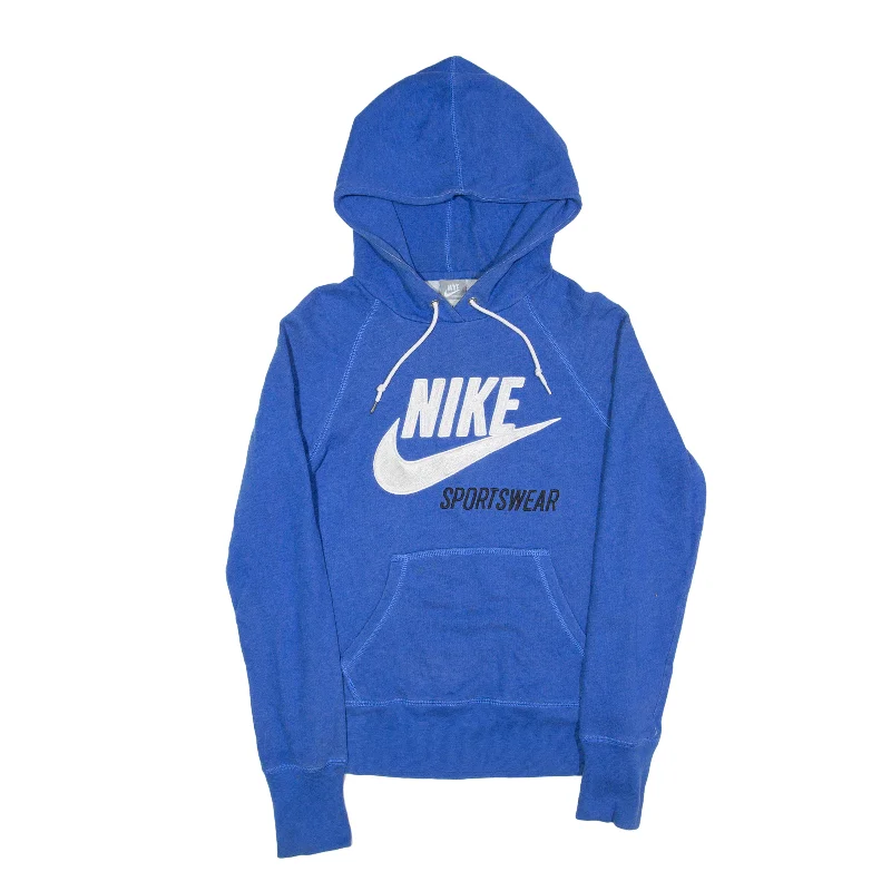 NIKE Hoodie Blue Pullover Womens M Ribbed Crew Neck
